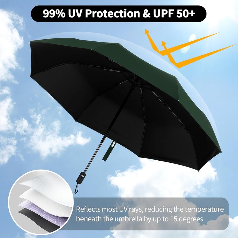 Yoobure Windproof Travel Umbrella - Automatic Umbrellas for Rain, Compact Folding Umbrella with UV Protection, Lightweight Portable Design for Backpack/Walking/Car, Sun & Storm Ready - Image 5